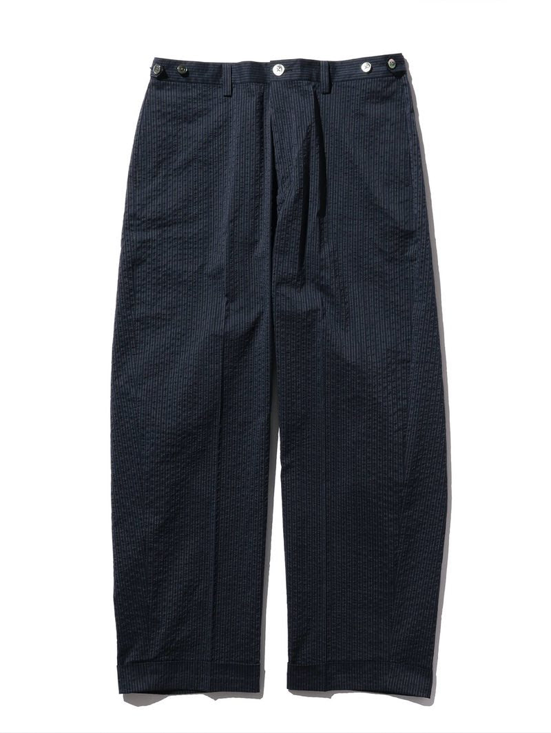 Beams Plus Wide Seersucker Navy Stripe Pants