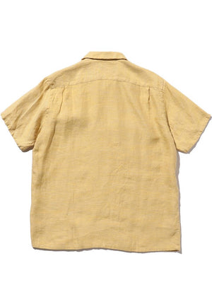 Beams Plus Open Collar Gold Linen Shirt