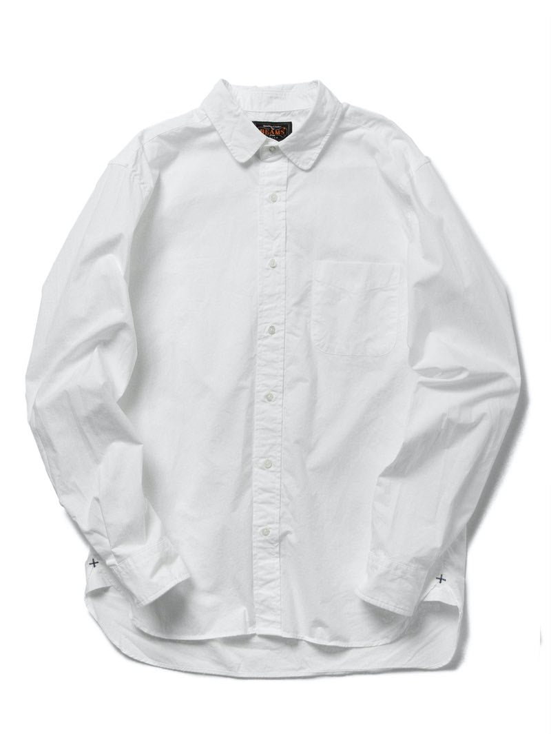 Beams Plus White Round Collar Peruvian Shirt