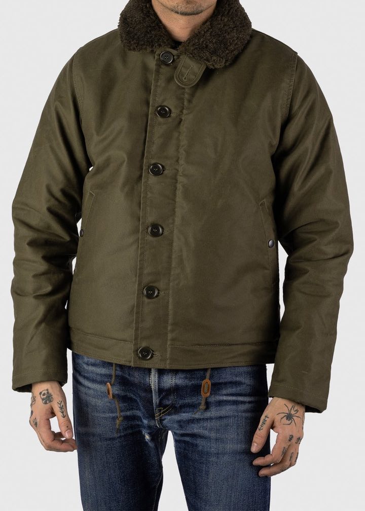 Iron Heart Oiled Whipcord N1 Deck Jacket Olive IHM-37-ODG