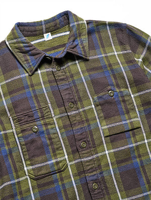 Pure Blue Japan 2222-OL Olive Raised Surface Double Pocket Shirt