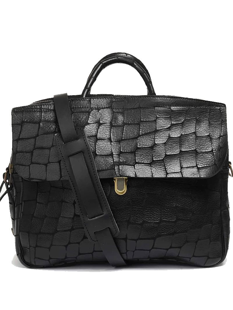 Bleu de chauffe Zeppo Black Croc Leather Bag