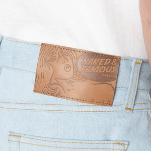 Naked & Famous Strong Guy Secret Agent Bleach Blue Jeans