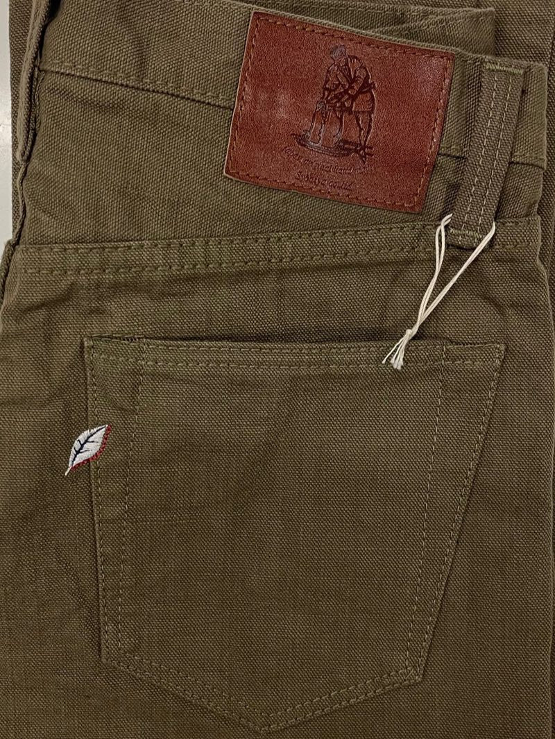 Pure Blue Japan Olive Woven Heavy Duck Cloth Relaxed Tapered Wash