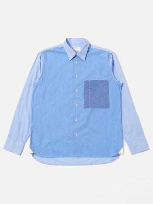Universal Works Sky/Blue Fil A Fil Mixed Square Pocket Shirt