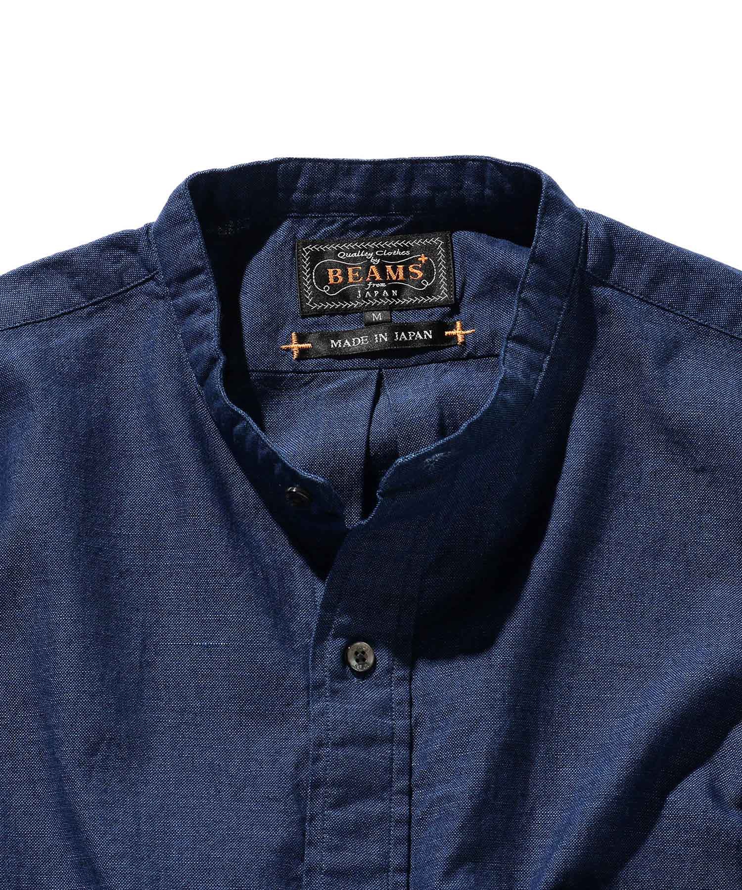 Beams Plus Band Collar Indigo Chambray