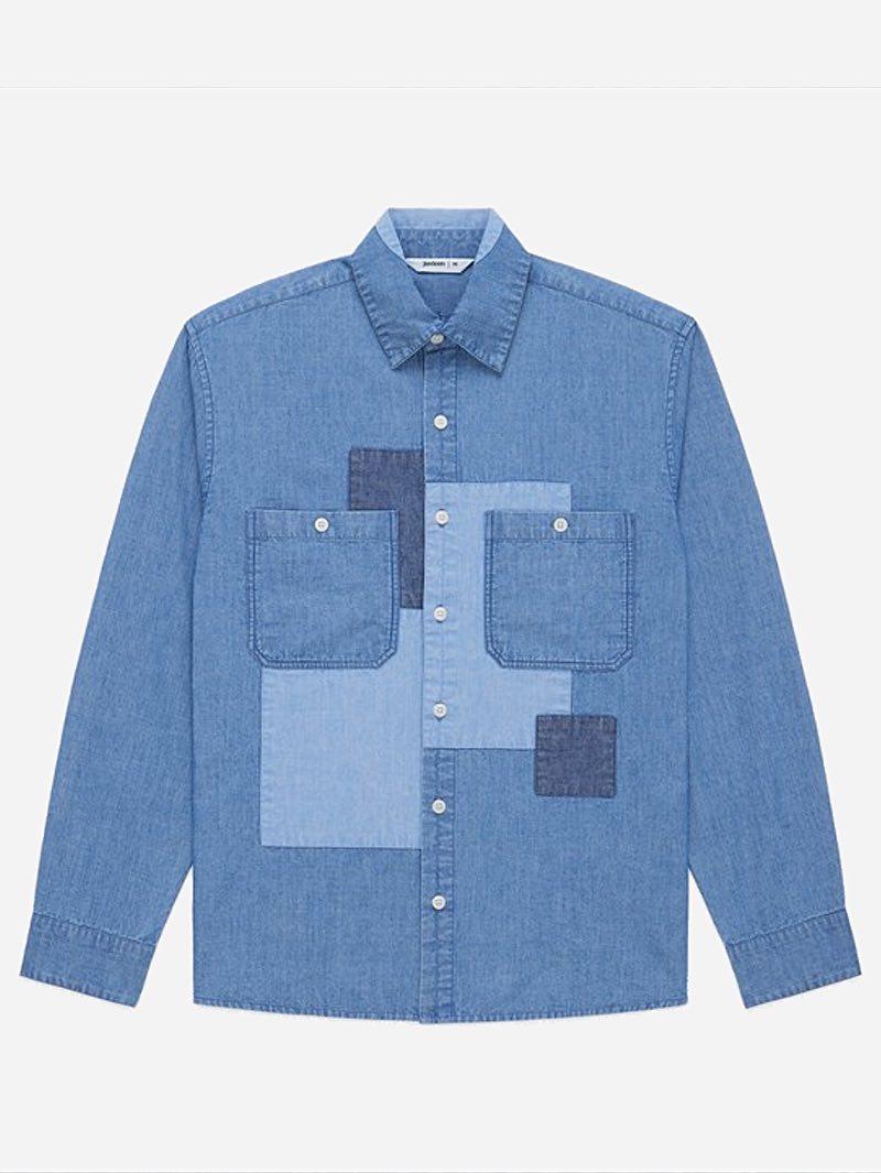 3sixteen Utility Shirt Indigo Patchwork Chambray
