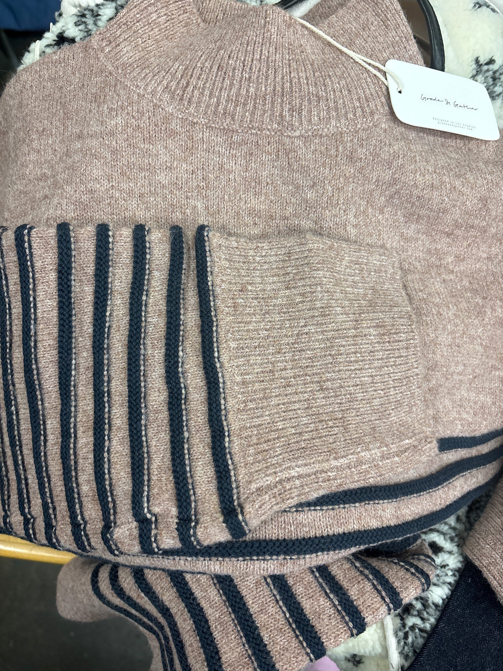 Grade & Gather High Neck Sweater - Dusty Lilac/Navy
