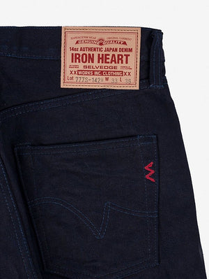 Iron Heart IH-777S-14ii 14oz Selvedge Denim Slim Tapered Cut Jeans - Indigo/Indigo