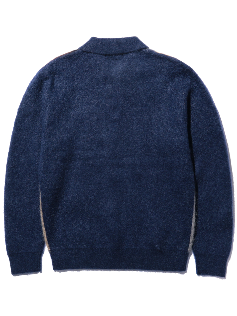 Beams Plus Blue Multi Knit Polo Shaggy 9G