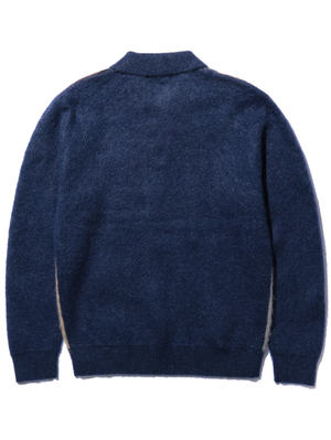 Beams Plus Blue Multi Knit Polo Shaggy 9G