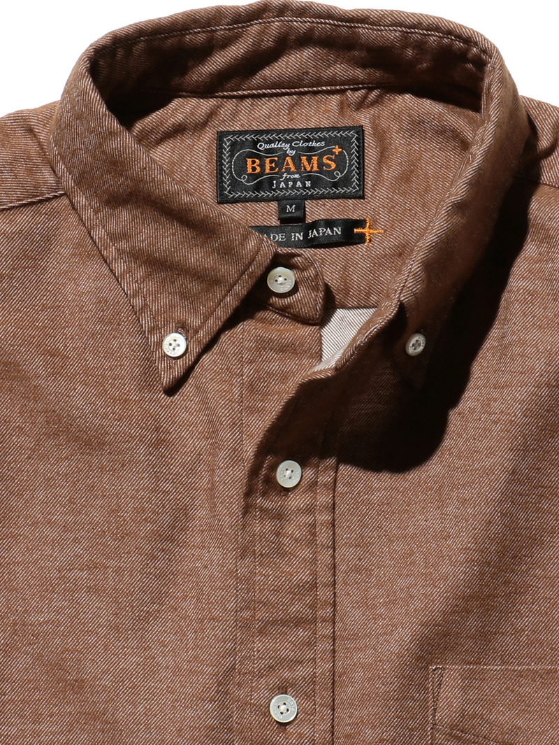 Beams Plus Brown B.D. Solid Flannel
