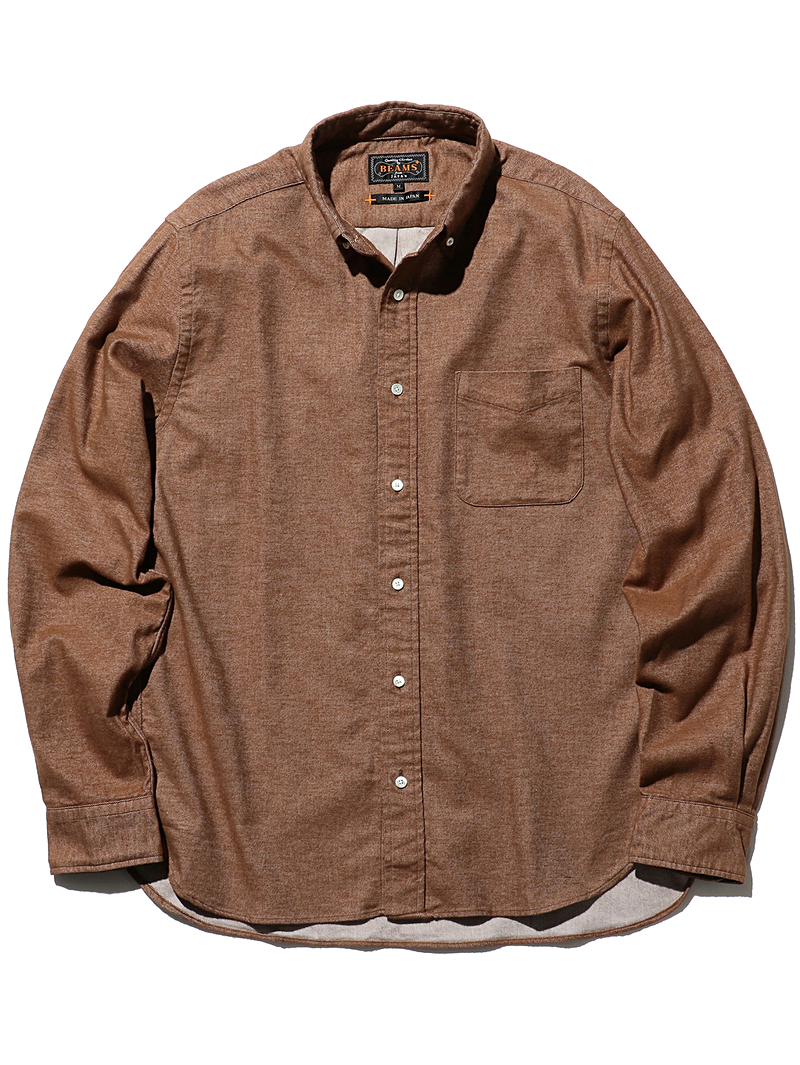 Beams Plus Brown B.D. Solid Flannel