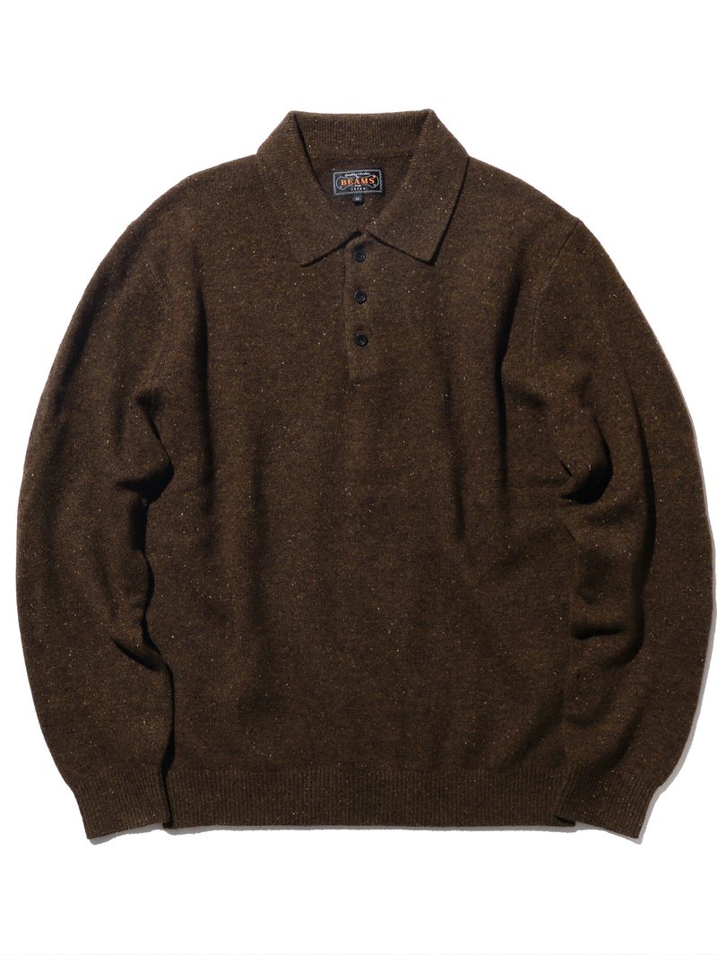 Beams Plus Brown Knit Polo Nep 9G Shirt