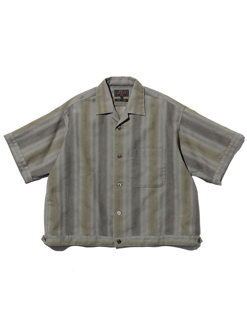 Beams Plus Cabana Boy-SHT Olive Ombre Stripe