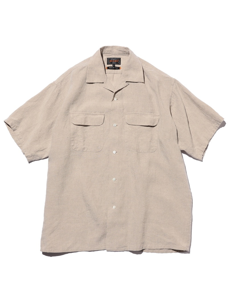 Beams Plus Natural Open Collar 1/40 Linen Shirt