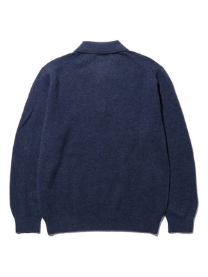 Beams Plus Navy Knit Polo Nep 9G Shirt