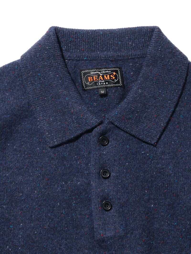 Beams Plus Navy Knit Polo Nep 9G Shirt