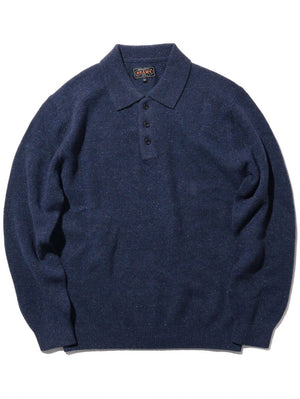 Beams Plus Navy Knit Polo Nep 9G Shirt