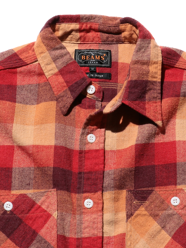 Beams Plus Red Work Indian Flannel Plaid - Mildblend Supply Co
