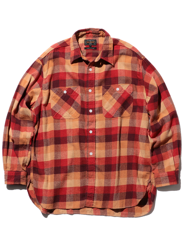 Beams Plus Red WORK Indian flannel Plaid - Mildblend Supply Co