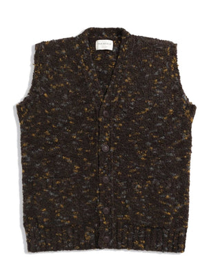 Far Afield Brown Multi CROPPER SLEEVELESS CARDIGAN - BOUCLE