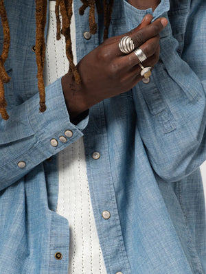Eat Dust Indigo Chambray Western Shirt