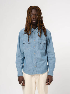 Eat Dust Indigo Chambray Western Shirt