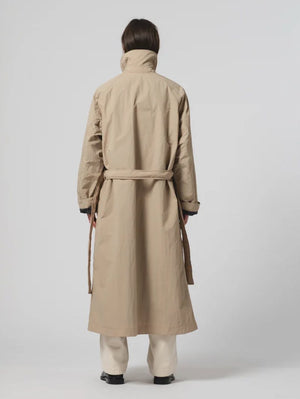 Eat Dust Padded Nylon Army Trench in Oyster