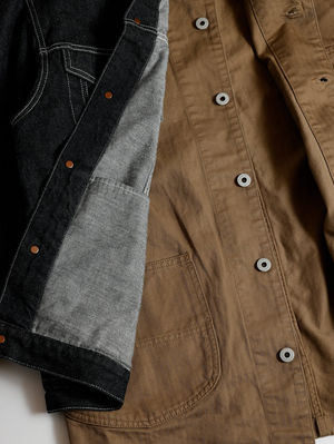 FDMTL FA25JK43B Brown THIRD JACKET COVERALL RINSE