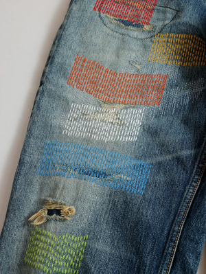 FDMTL FA25MG129 Indigo Classic Patchwork Jeans CS129