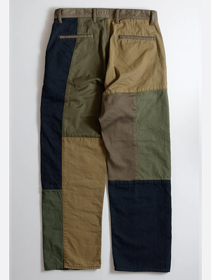 FDMTL FA25PN32B Khaki Patchwork Wide Pants Rinsed