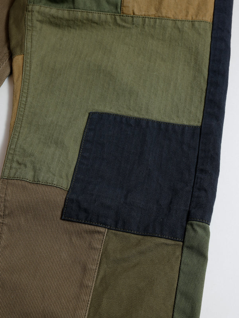 FDMTL FA25PN32B Khaki Patchwork Wide Pants Rinsed