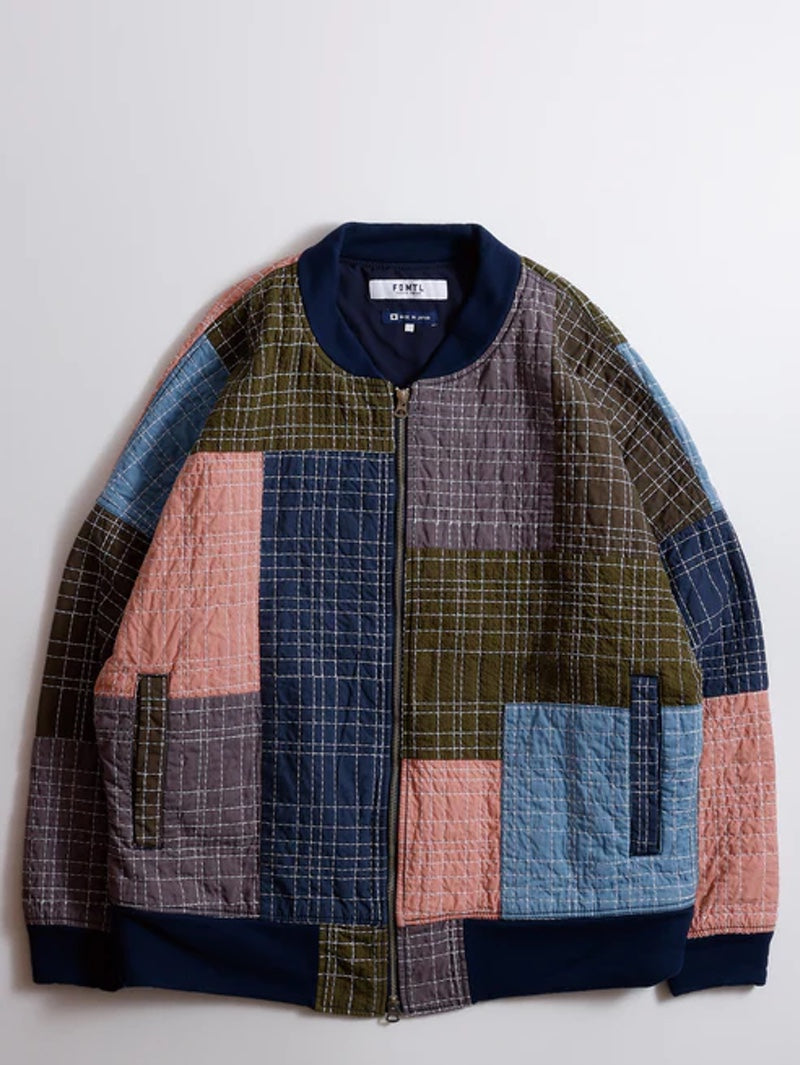 FDMTL KHAKI SASHIKO BOMBER JACKET RINSE