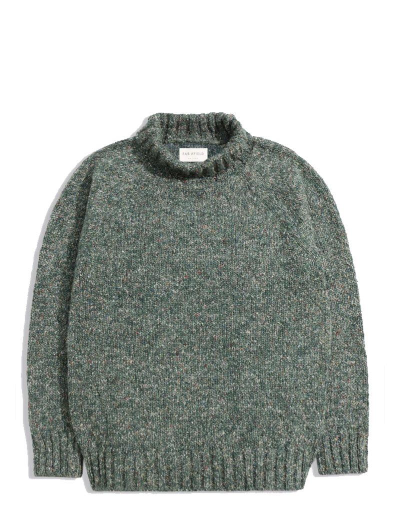 Far Afield Bayer Green Multi Color Rollneck Sweater