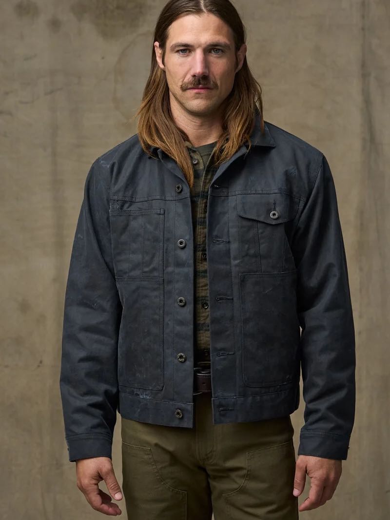 Filson Tin Cloth Service Blue Short Lined Cruiser Jacket