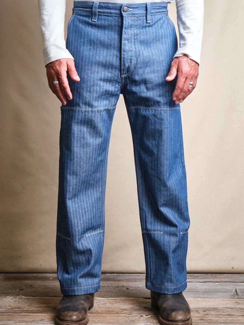 Freenote Cloth Ortega Pant Blue Herringbone 13oz