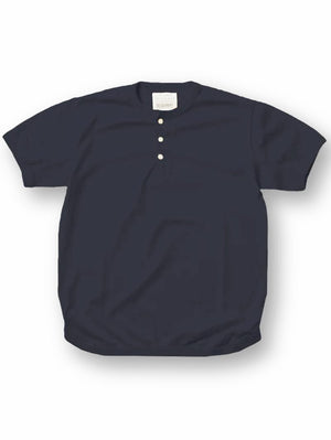 Full Count Black Flat Seam Heavyweight Henley T shirt