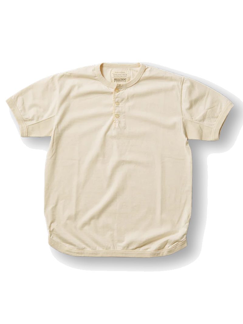 Full Count Ecru Flat Seam Heavyweight Henley T shirt