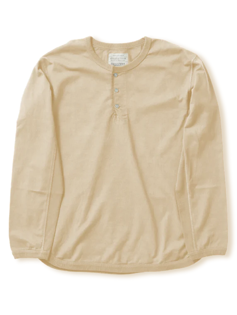 Full Count Ecru Long Sleeve Heavy Henley Shirt