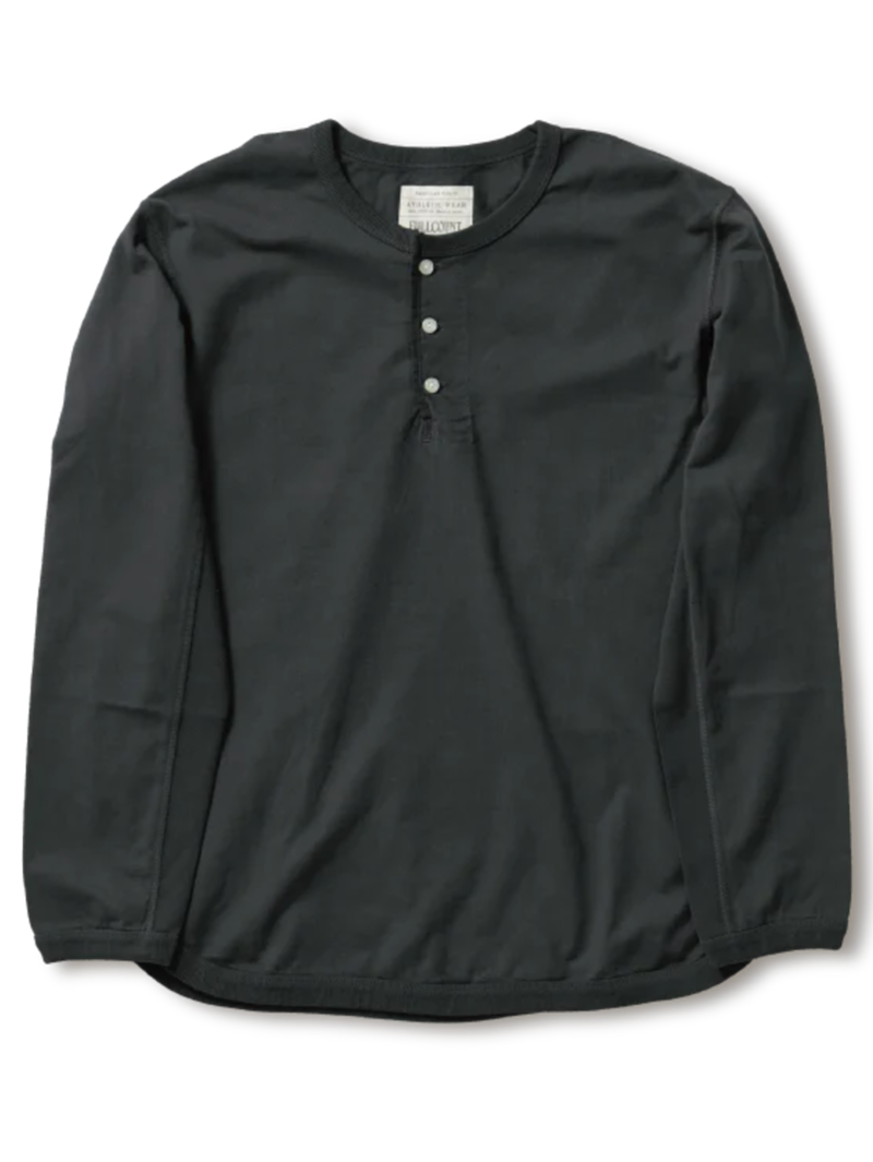 Full Count Ink Black Long Sleeve Heavy Henley Shirt
