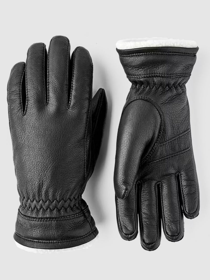Hestra Black Buvika Deerskin Gloves