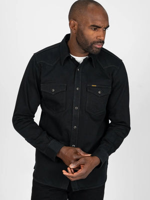 Iron Heart Denim IHSH-218-BLK 12oz Black "The Johnny Cash III" Selvedge Denim Western Shirt