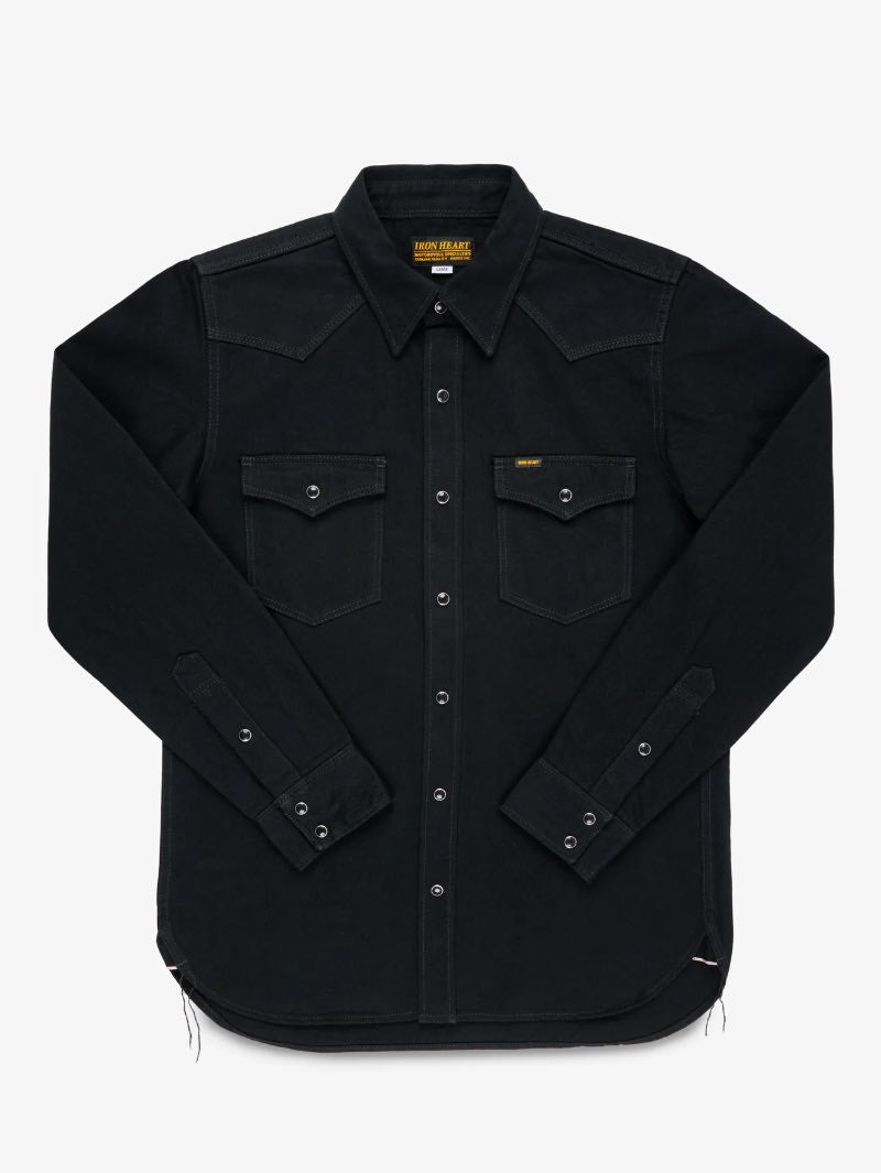 Iron Heart Denim IHSH-218-BLK 12oz Black "The Johnny Cash III" Selvedge Denim Western Shirt