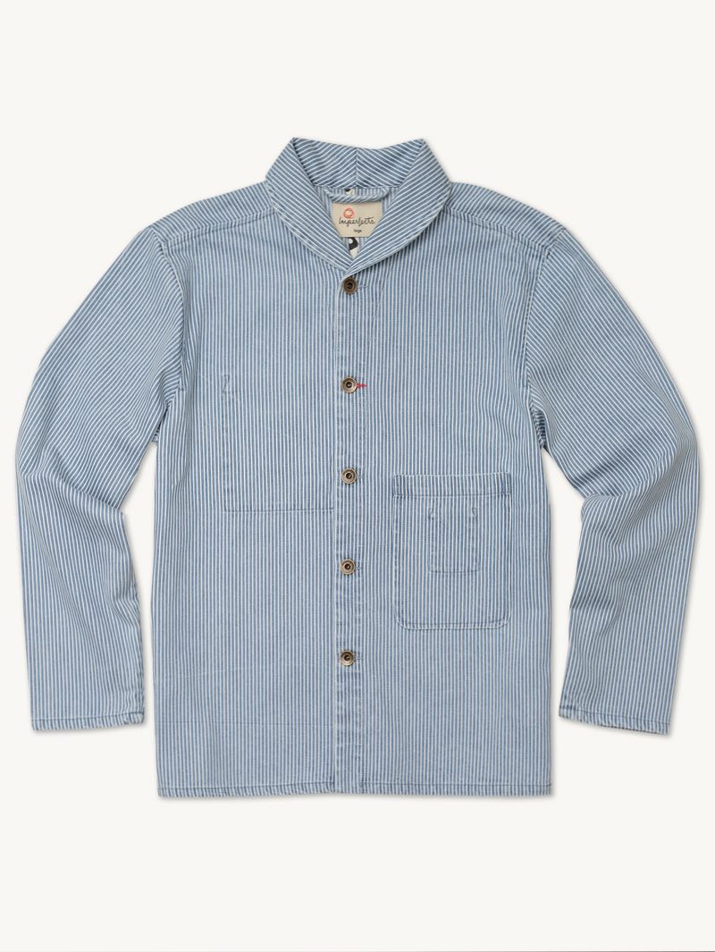 Imperfect Shepherds Shirt in Indigo Hickory Stripe