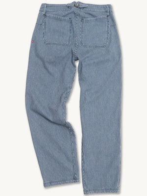 Imperfects Courier Pant in Indigo Hickory Stripe