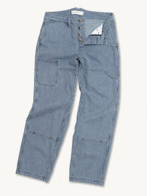 Imperfects Courier Pant in Indigo Hickory Stripe