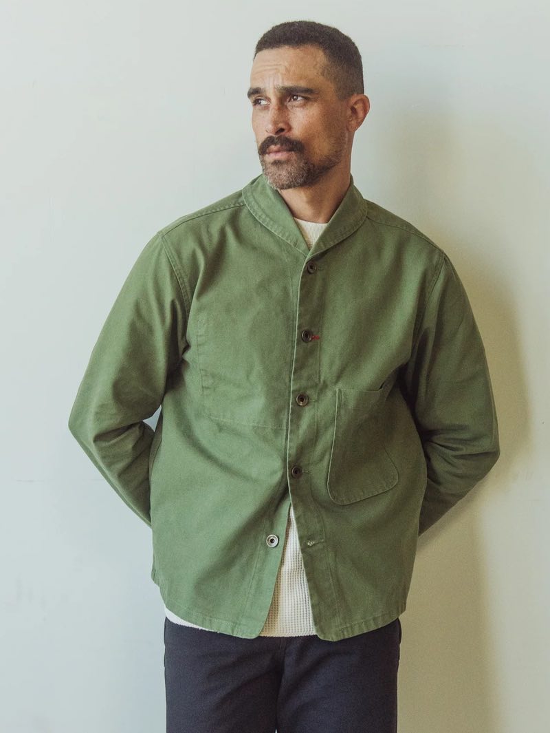 Imperfects  Olive Shepherds Shirt in Craft Canvas