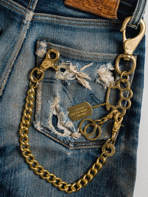 Iron Heart Denim BRASS-W14 Wallet Chain with Rings and Clip - Brass