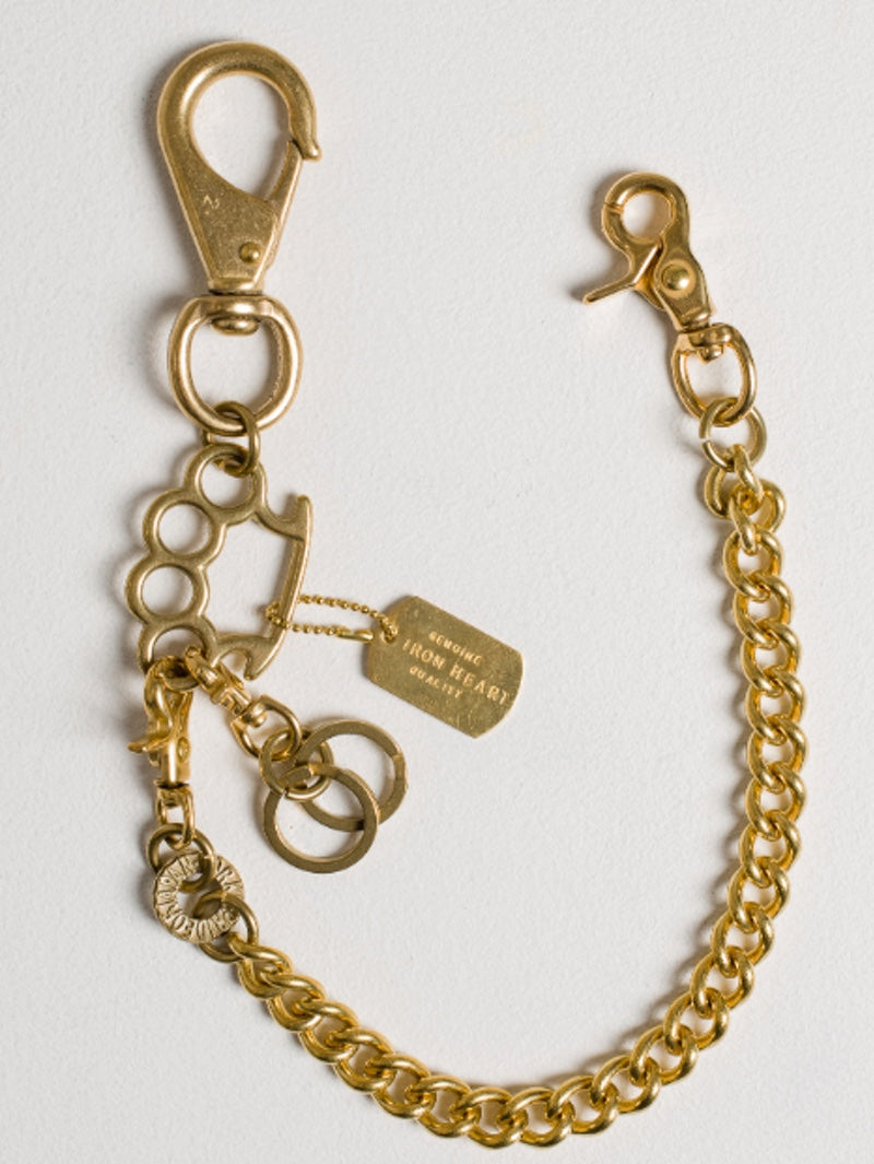 Iron Heart Denim BRASS-W14 Wallet Chain with Rings and Clip - Brass